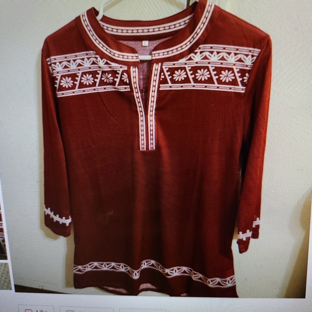 Merlot and white Tunic women's size L